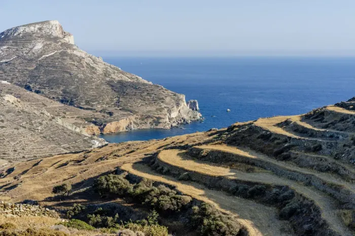 Framed Print : Terraced field in Folegandros, Cyclades Islands, Greece Framed Print : Terraced field in Folegandros, Cyclades Islands, Greece