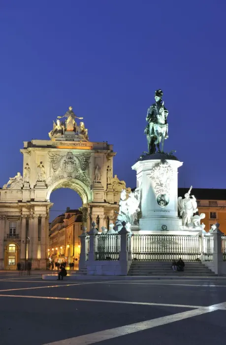 Framed Print : Terreiro do Paco at twilight. One of the centers of the historical city. Lisbon, Portugal