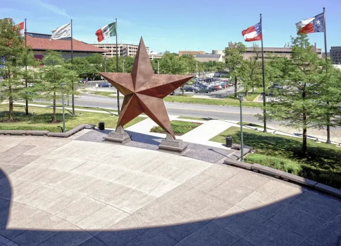 Framed Print : Texas, Austin, Lone Star Bronze Sculpture, Bullock Texas State History Museum, Lone