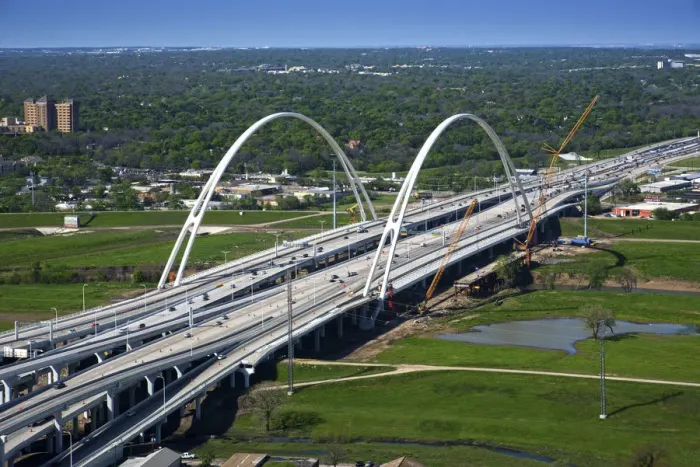 Framed Print : Texas, Dallas, Margaret McDermott Bridge, Trinity River, New Construction, Steel Suspended