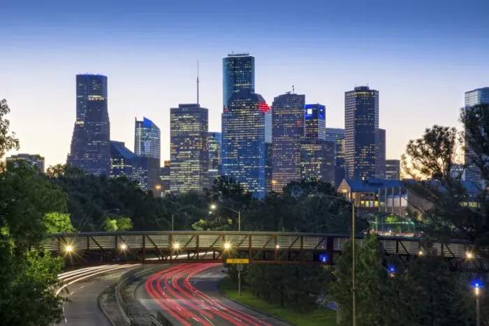 Framed Print : Texas, Houston, Rosemont Pesestrian Bridge, Buffalo Bayou Park, Skyline, Dawn, Memorial Framed Print : Texas, Houston, Rosemont Pesestrian Bridge, Buffalo Bayou Park, Skyline, Dawn, Memorial