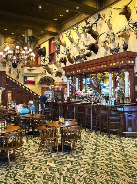 Texas, San Antonio, Buckhorn Saloon, 1881, Bar Decorated With Antler Racks
