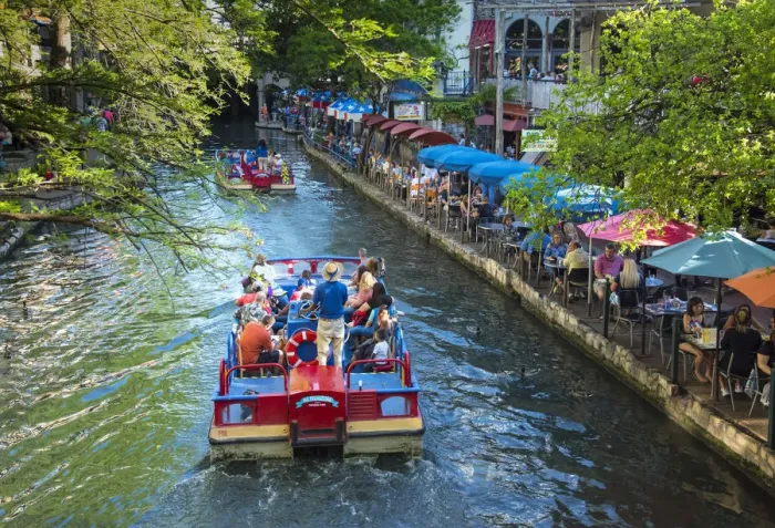 Framed Print : Texas, San Antonio, Riverwalk, Tourboat