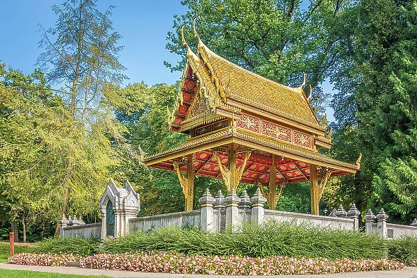 Thai-Sala Thai temple in the spa gardens of Bad Homburg vor der Hohe, Taunus, Hesse, Germany