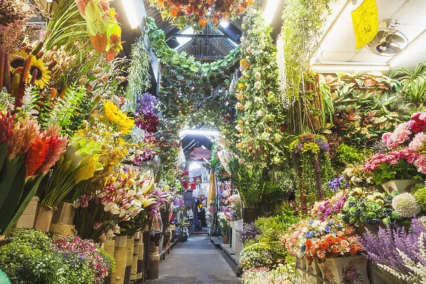 Thailand, Bangkok, Chatuchak Market, Shop Display of Artificial Flowers