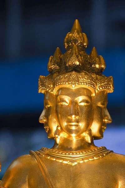 Thailand, Bangkok, Erawan Shrine, Statue of Hindu God Brahma aka Phra Phrom