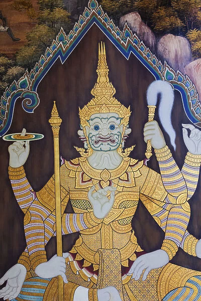 Thailand, Bangkok, Grand Palace, Wat Phra Kaeo, The Galleries, Wall Paintings Depicting