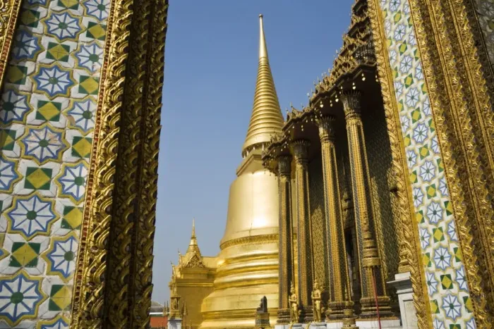 Framed Print : Thailand, Bangkok. Temple architecture at Wat Phra Kaew (Temple of the Emerald Buddha) Framed Print : Thailand, Bangkok. Temple architecture at Wat Phra Kaew (Temple of the Emerald Buddha)