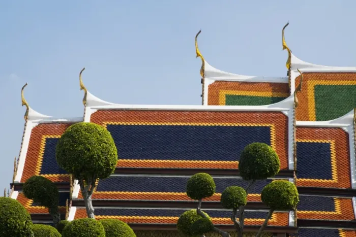 Framed Print : Thailand, Bangkok. Temple roof detail at Wat Phra Kaew (Temple of the Emerald Buddha) Framed Print : Thailand, Bangkok. Temple roof detail at Wat Phra Kaew (Temple of the Emerald Buddha)