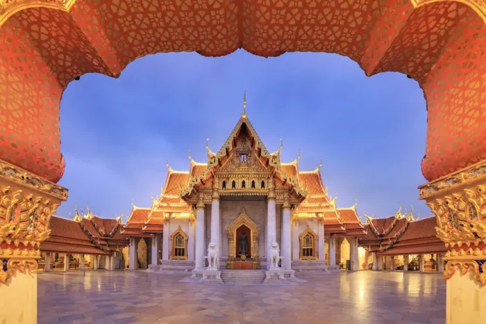 Framed Print : Thailand, Bangkok, Wat Benchamabopit (Marble Temple) Framed Print : Thailand, Bangkok, Wat Benchamabopit (Marble Temple)