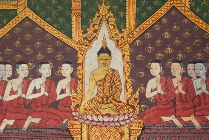 Framed Print : Thailand, Bangkok, Wat Poh, Wall Murals in the Hall of the Reclining Buddha Framed Print : Thailand, Bangkok, Wat Poh, Wall Murals in the Hall of the Reclining Buddha