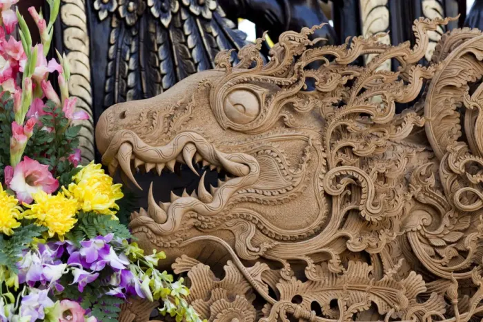 Framed Print : Thailand, Chiang Mai, Baan Tawai Wood Carving Village, Detail of Dragon Carving Framed Print : Thailand, Chiang Mai, Baan Tawai Wood Carving Village, Detail of Dragon Carving