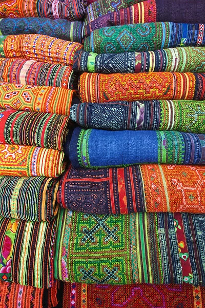 Thailand, Chiang Mai, Walking Street Sunday Market, Fabrics Stall Display