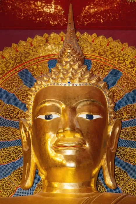 Framed Print : Thailand, Chiang Mai, Wat Phra Sing, Buddha Statue in the Main Prayer Hall