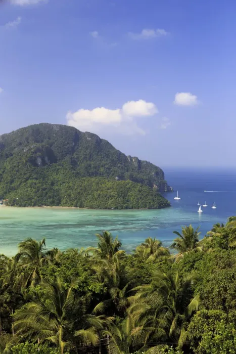 Framed Print : Thailand, Krabi Province, Ko Phi Phi Don Island, View of Ao Ton Sai and Ao Lo Dalam Framed Print : Thailand, Krabi Province, Ko Phi Phi Don Island, View of Ao Ton Sai and Ao Lo Dalam