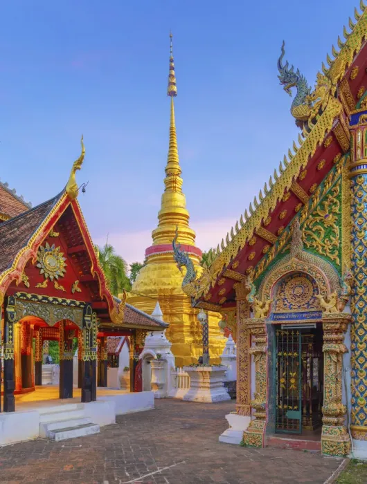Framed Print : Thailand, Lampang, Wat Pong Sanuk Nua at dusk Framed Print : Thailand, Lampang, Wat Pong Sanuk Nua at dusk