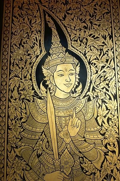 Thailand, Lamphun, Wat Haripunchai, Door Detail