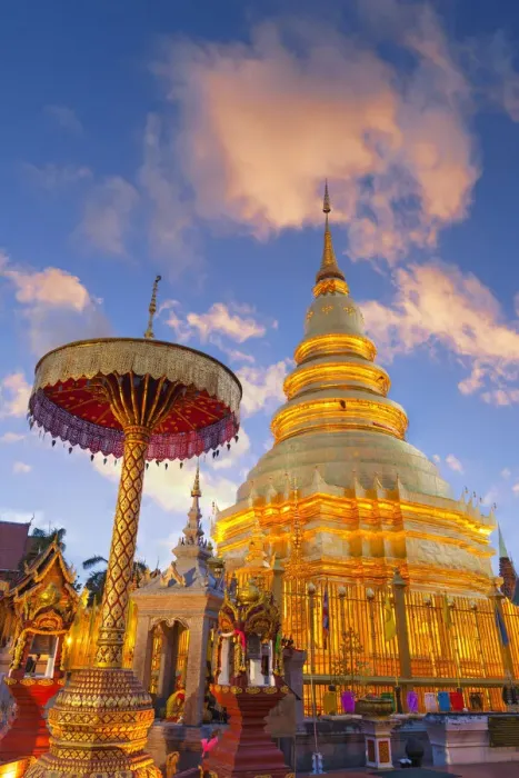 Framed Print : Thailand, Lamphun, Wat Phrathat Haripunchai Woramahawihan, temple at dusk Framed Print : Thailand, Lamphun, Wat Phrathat Haripunchai Woramahawihan, temple at dusk