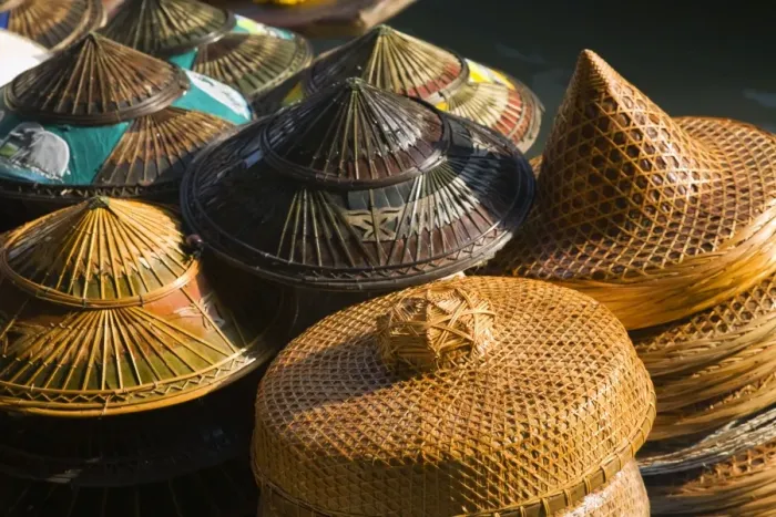 Framed Print : Thailand, Samut Songkhram, Damnoen Saduak. Traditional hats for sale at the Damnoen Saduak floating market Framed Print : Thailand, Samut Songkhram, Damnoen Saduak. Traditional hats for sale at the Damnoen Saduak floating market