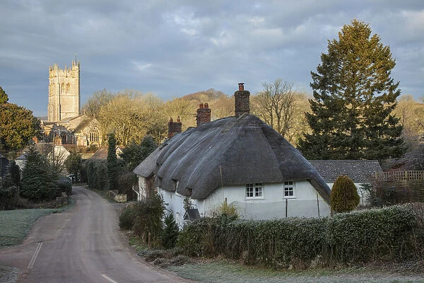 Thatched cottage, Piddletrenthide, Dorset, England