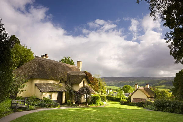 Thatched cottages in the picturesque village of Selworthy, Exmoor National Park, Somerset