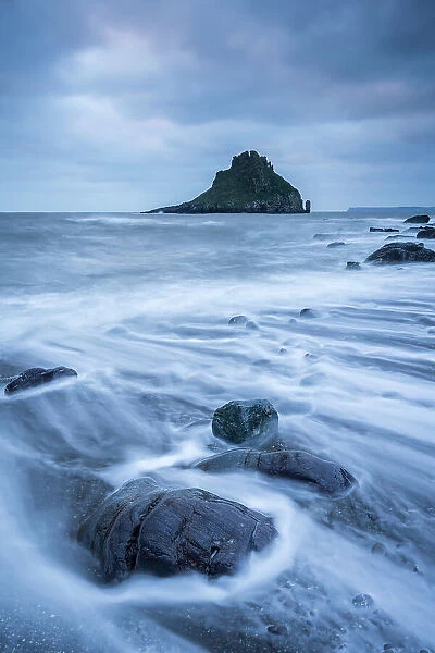Thatcher Rock off the coast of Torquay in Devon, England. Winter (Janaury) 2024