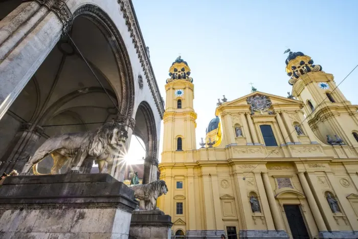 Framed Print : Theatinerkirche, Odeonsplatz, Munich, Bavaria, Germany