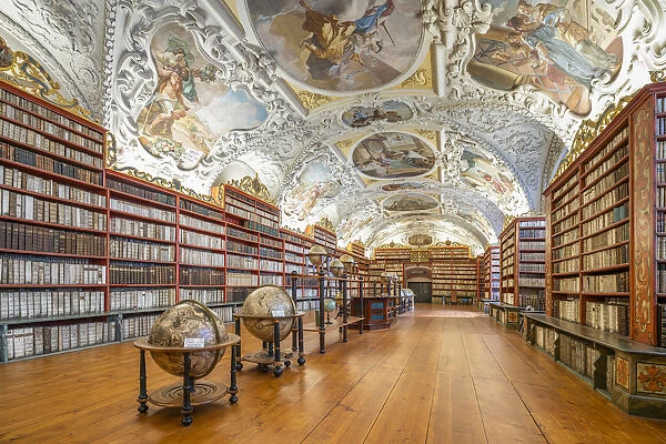 Theological hall of Strahov library in Strahov Monastery, Prague, Bohemia, Czech Republic