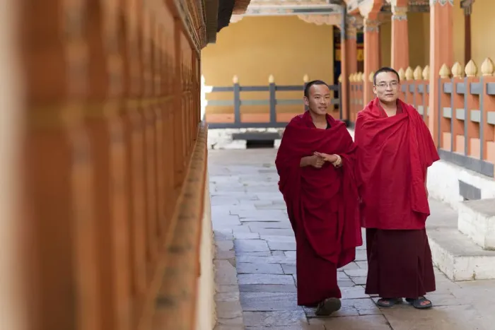 Framed Print : Thimpu, Bhutan. Monks at the Simtokha Dzong. Built in 1629 by Zhabdrung Ngawang Namgyal Framed Print : Thimpu, Bhutan. Monks at the Simtokha Dzong. Built in 1629 by Zhabdrung Ngawang Namgyal