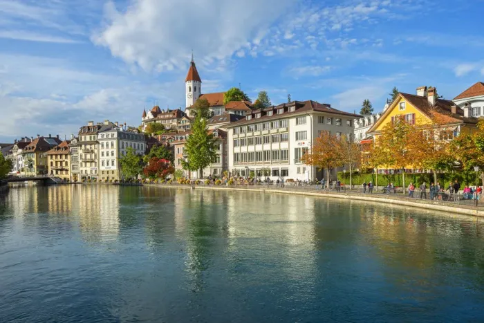 Framed Print : Thun with River Aare, Berner Oberland, Switzerland