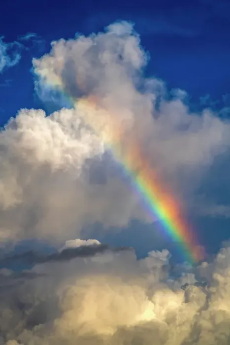 Framed Print : Thunder cloud and rainbow, Praslin, Seychelles