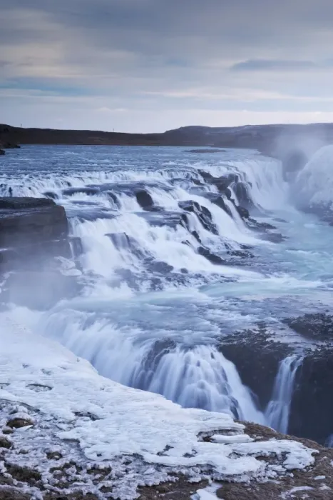Framed Print : Thundering Gullfoss waterfall in winter time, Iceland, Europe. Winter (January)