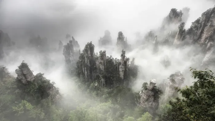 Framed Print : Tianzi mountain in the mist at sunrise, Zhangjiajie national forest park, Hunan, China Framed Print : Tianzi mountain in the mist at sunrise, Zhangjiajie national forest park, Hunan, China