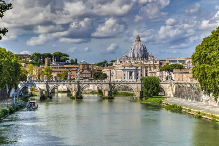 Framed Print : Tiber river and St. Peters Basilica church, Rome, Lazio, Italy Framed Print : Tiber river and St. Peters Basilica church, Rome, Lazio, Italy