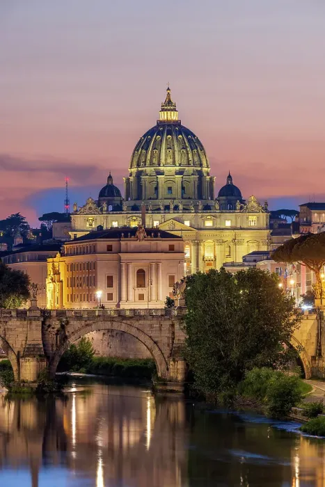 Framed Print : Tiber river and St. Peter's Basilica church at sunset, Rome, Lazio, Italy Framed Print : Tiber river and St. Peter's Basilica church at sunset, Rome, Lazio, Italy