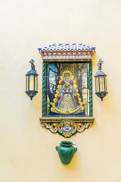Tiled icon outside Iglesia de Nuestra Senora de La Paz, Seville, Andalusia, Spain