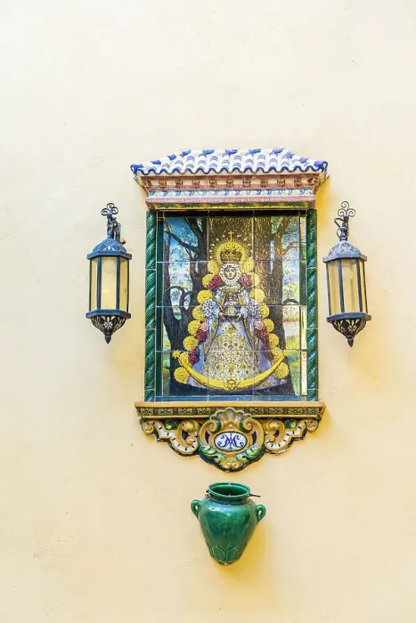 Framed Print : Tiled icon outside Iglesia de Nuestra Senora de La Paz, Seville, Andalusia, Spain