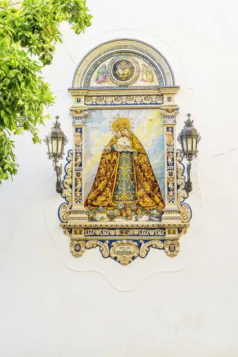 Framed Print : Tiled icon outside Real Iglesia De San Dionisio Areopagita, Jerez de la Frontera, Andalusia, Spain