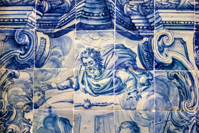 Framed Print : Tiled picture, museum in cloister Nossa Senhora da Conceicao, Beja, Alentejo, Portugal