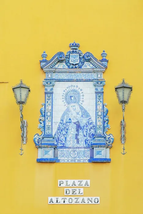 Framed Print : Tiled religious icon, Seville, Andalusia, Spain