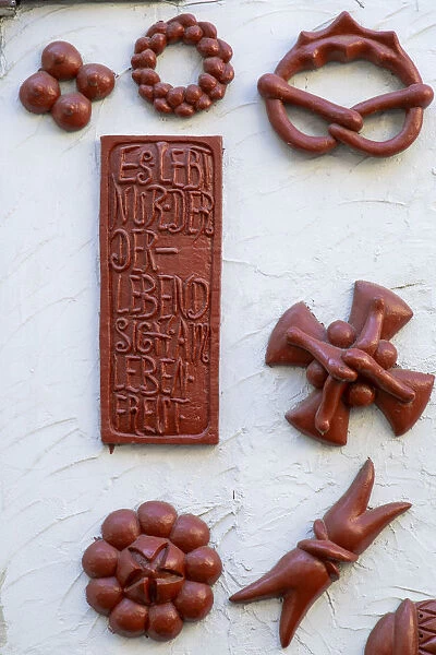 Tiles on wall of bakery, Limburg, Hesse, Germany