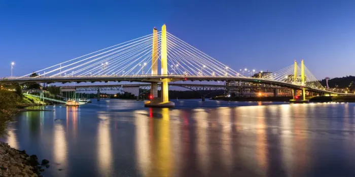 Framed Print : Tilikum Crossing Bridge at Night, Portland, Oregon, USA Framed Print : Tilikum Crossing Bridge at Night, Portland, Oregon, USA