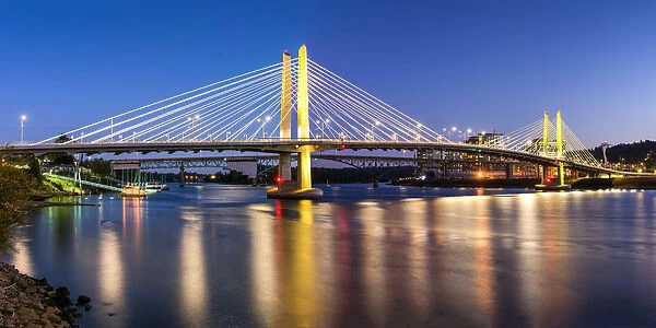 Tilikum Crossing Bridge at Night, Portland, Oregon, USA