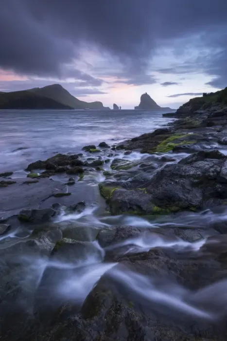 Framed Print : Tindholmur at sunset from Bour on the island of Vagar, Faroe Islands, Denmark. Summer Framed Print : Tindholmur at sunset from Bour on the island of Vagar, Faroe Islands, Denmark. Summer