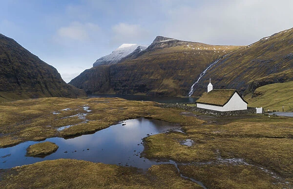 The tiny church in Saksun. Streymoy, Faroe Islands
