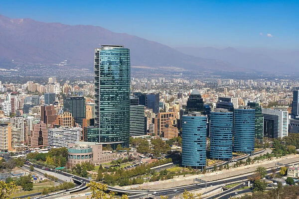 Titanium La Portada and other high-rise buildings of Providencia, Santiago Province, Santiago Metropolitan Region, Chile