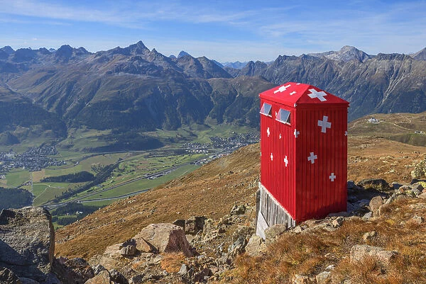 Toilet of the Segantini hut, Languard Alp, Pontresina, Upper Engadin, Grisons (Graubunden), Switzerland