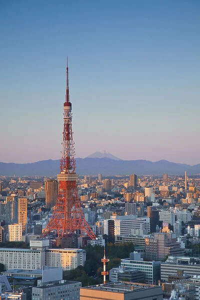 Tokyo Tower and Mt. Fuji from Shiodome, Tokyo, Japan