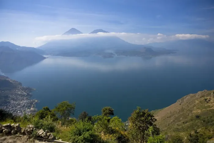 Framed Print : Toliman and Atitlan twin Volcanoes, Lake Atitlan, Guatemala Framed Print : Toliman and Atitlan twin Volcanoes, Lake Atitlan, Guatemala