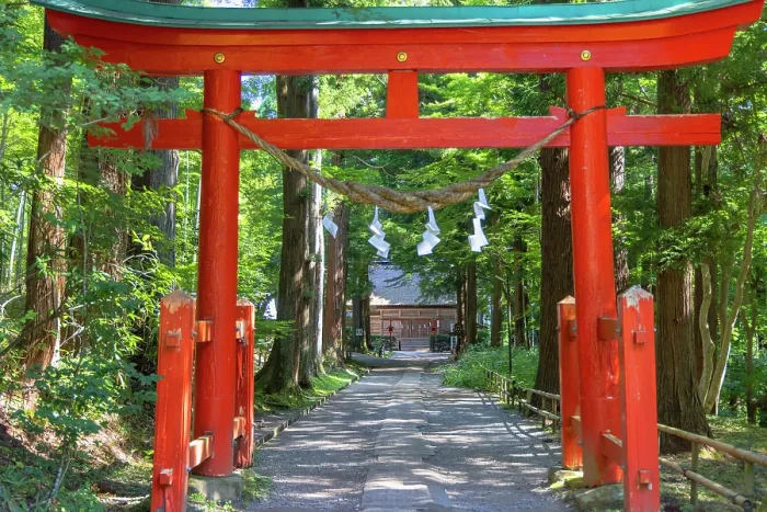 Framed Print : Tori gate of Hakusan Shrine of Chuson-ji Temple (UNESCO World Heritage Site), Hiraizumi, Iwate, Japan